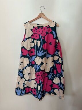 Marimekko Navy Mini Dress with Pink & Cream Floral Print